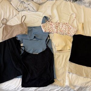 2 Workout sets, 3 tube tops, 1 aerie flare legging, 3 crop tops bundle